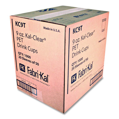 Kal-Clear True PET Cold Drink Cups, 9 oz, Plastic, Clear, 50/Bag, 20 Bags/Carton