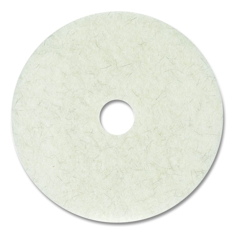 Natural Burnishing Floor Pads, 21" Diameter, White, 5/Carton