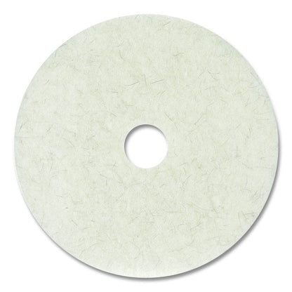 Natural Burnishing Floor Pads, 21" Diameter, White, 5/Carton
