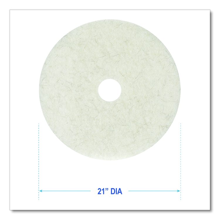 Natural Burnishing Floor Pads, 21" Diameter, White, 5/Carton