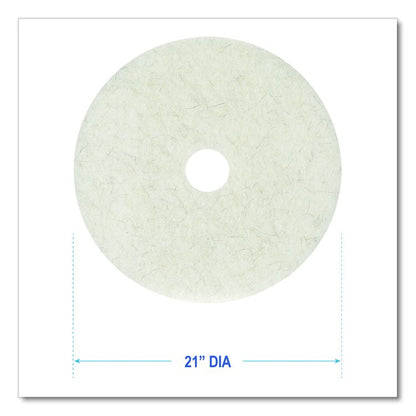 Natural Burnishing Floor Pads, 21" Diameter, White, 5/Carton