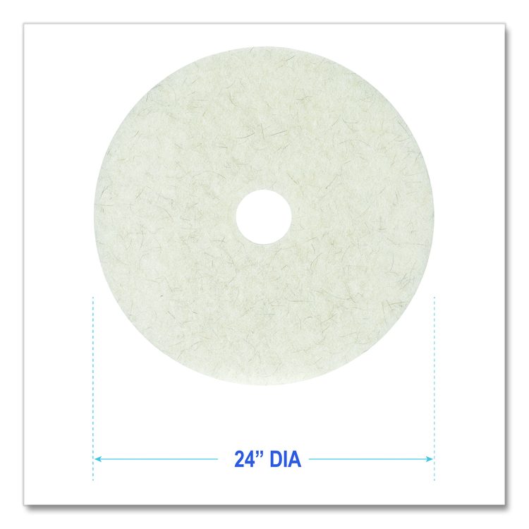 Natural Burnishing Floor Pads, 24" Diameter, White, 5/Carton
