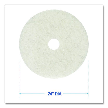 Natural Burnishing Floor Pads, 24" Diameter, White, 5/Carton