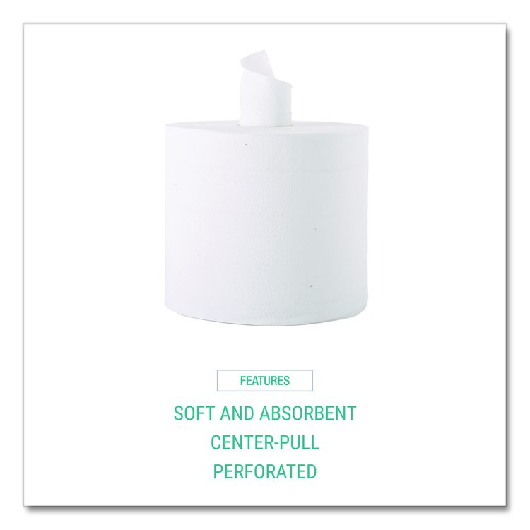 Center-Flow Perforated Paper Towel Roll, 7.3 x 15, White, 6 Rolls/Carton