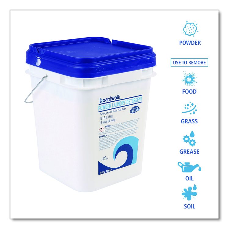Powder Laundry Detergent, Low Foam, Crisp Clean Scent, 18 lb Pail