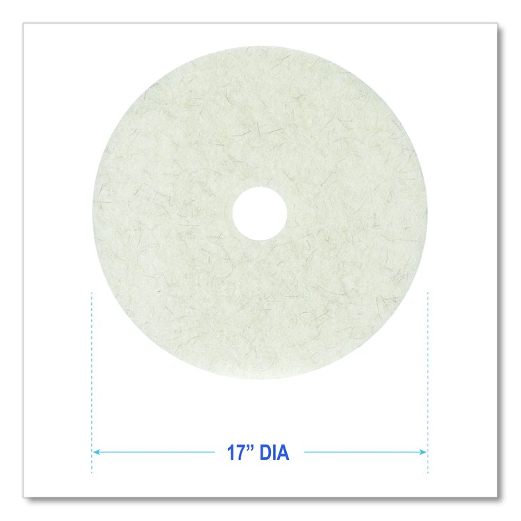 Natural Burnishing Floor Pads, 17" Diameter, White, 5/Carton