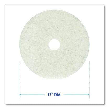 Natural Burnishing Floor Pads, 17" Diameter, White, 5/Carton