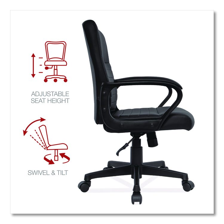 Alera Breich Series Manager Chair, Supports Up to 275 lbs, 16.73" to 20.39" Seat Height, Black Seat/Back, Black Base