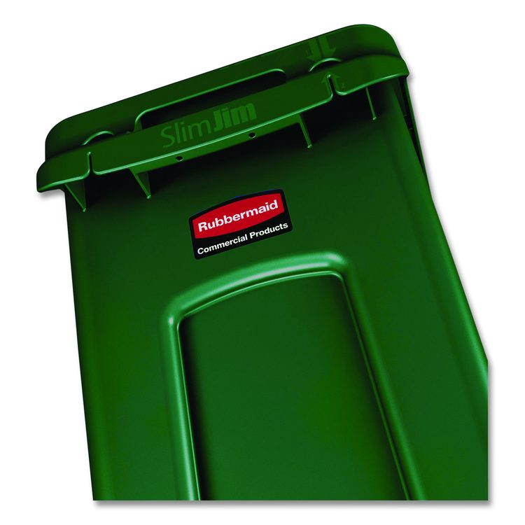 Slim Jim Plastic Recycling Container with Venting Channels, 23 gal, Plastic,  Green