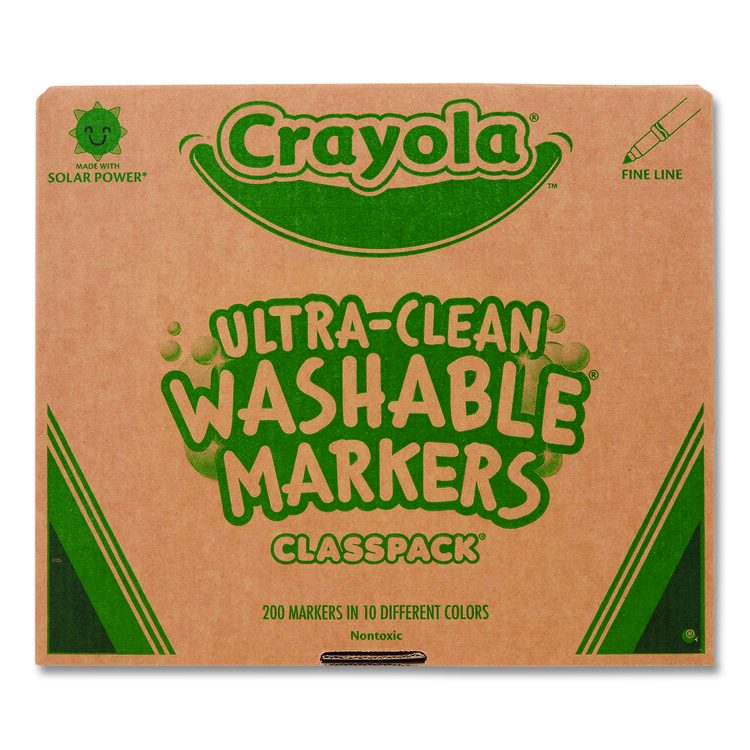 Ultra-Clean Washable Marker Classpack, Fine Bullet Tip, 10 Assorted Colors, 200/Pack