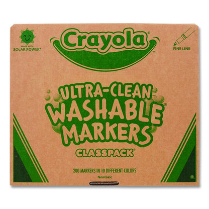 Ultra-Clean Washable Marker Classpack, Fine Bullet Tip, 10 Assorted Colors, 200/Pack