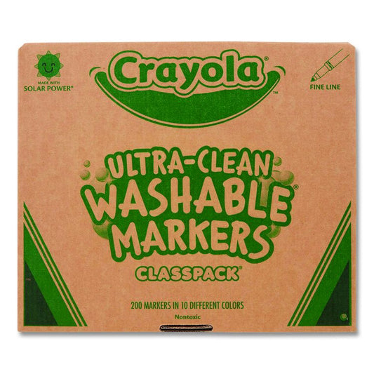 Ultra-Clean Washable Marker Classpack, Fine Bullet Tip, 10 Assorted Colors, 200/Pack