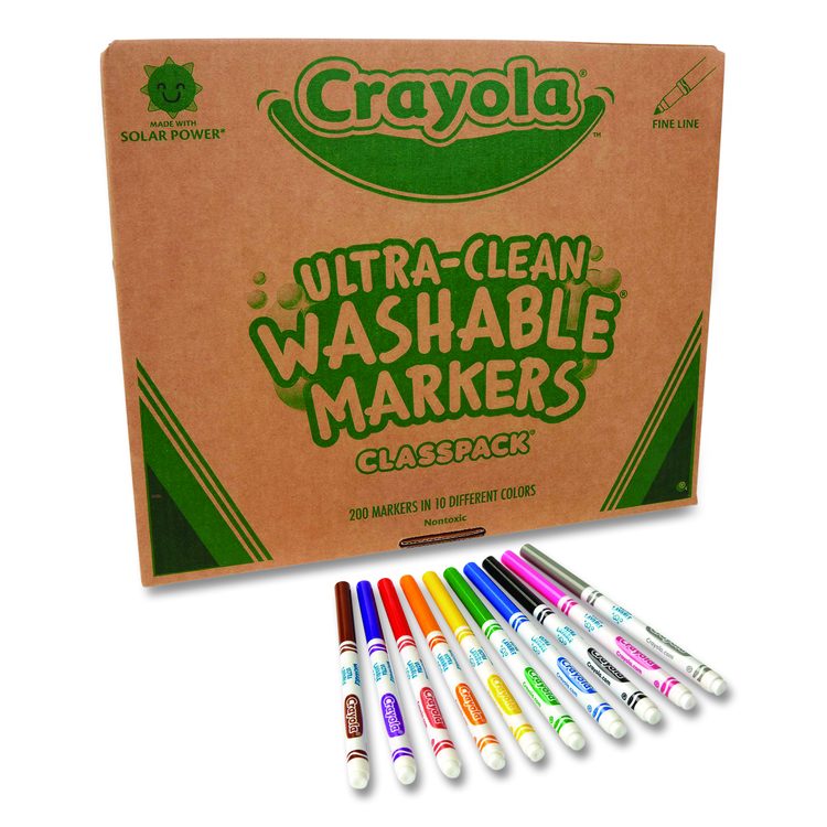 Ultra-Clean Washable Marker Classpack, Fine Bullet Tip, 10 Assorted Colors, 200/Pack