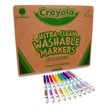 Ultra-Clean Washable Marker Classpack, Fine Bullet Tip, 10 Assorted Colors, 200/Pack