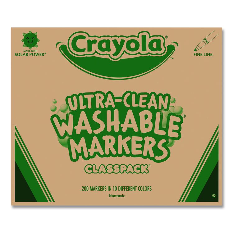 Ultra-Clean Washable Marker Classpack, Fine Bullet Tip, 10 Assorted Colors, 200/Pack