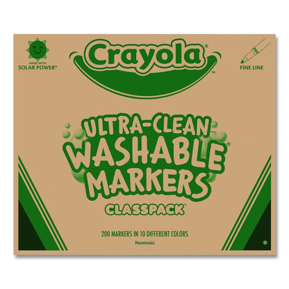 Ultra-Clean Washable Marker Classpack, Fine Bullet Tip, 10 Assorted Colors, 200/Pack