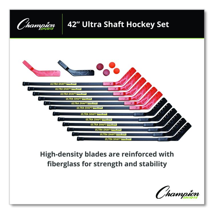 Ultra Shaft Hockey Set, Twelve 42" Hockey Sticks/Two Pucks/Two Balls/Two Extra Blades