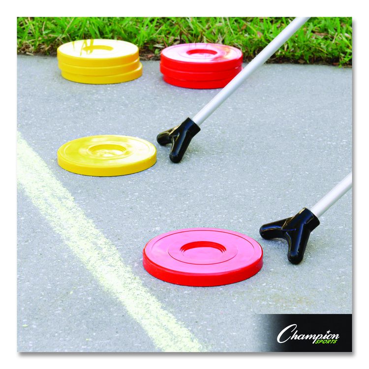 Economy Shuffleboard Set, 15-ft Court, Four 51" Cues, Eight Discs
