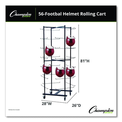 56 Football Helmet Rolling Rack, 26" x 28" x 81", Black