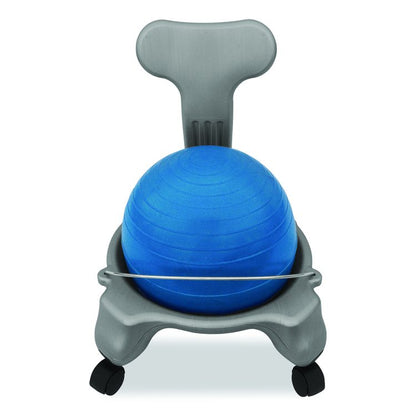 Kid's Ball Chair, Supports Up to 264 lb, 12.5" Seat Height, Blue Seat, Silver Base