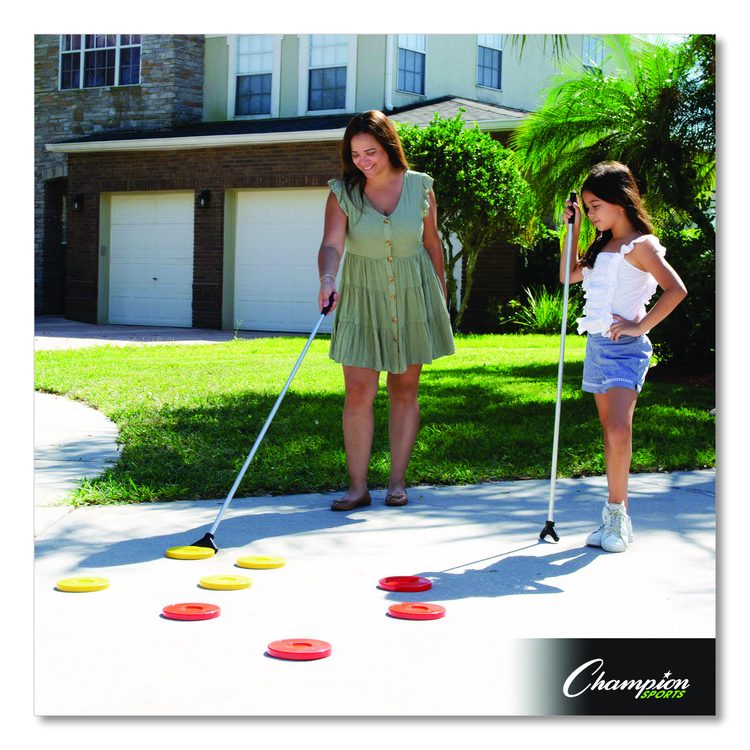 Economy Shuffleboard Set, 15-ft Court, Four 51" Cues, Eight Discs