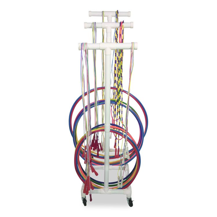 Jump Rope and Hoop Cart, Plastic, 19 x 28 x 69, White