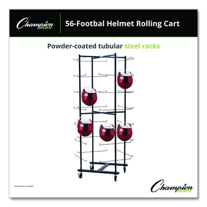 56 Football Helmet Rolling Rack, 26" x 28" x 81", Black