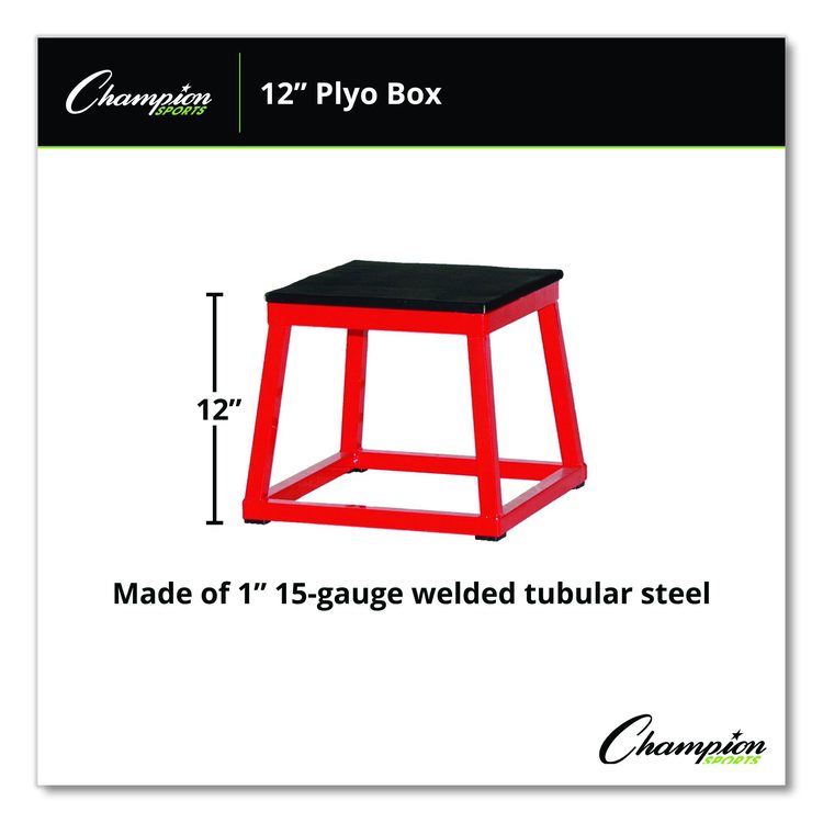 Plyo Box, 15" x 15", Plywood/Rubber/Steel, Red/Black