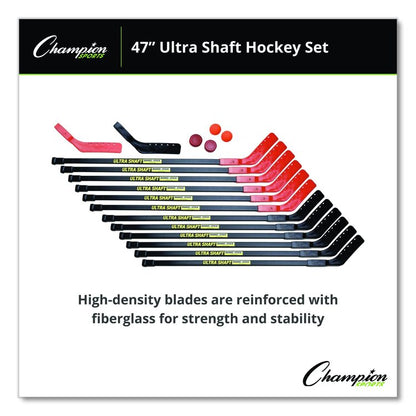 Ultra Shaft Hockey Set, Twelve 47' Hockey Sticks/Two Pucks/Two Balls/Two Extra Blades