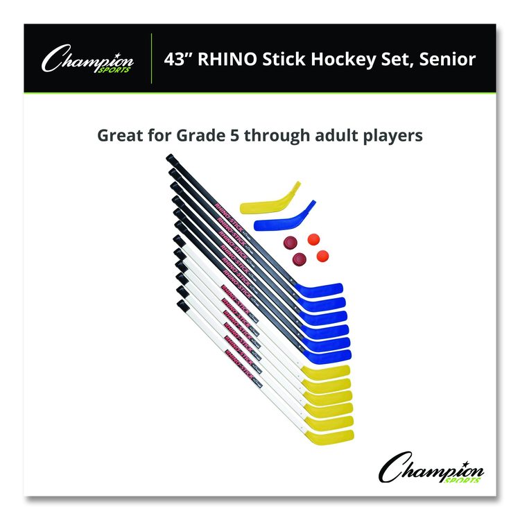 43" Rhino Stick Hockey Set, 12 Sticks/2 Pucks/2 Balls/2 Extra Blades
