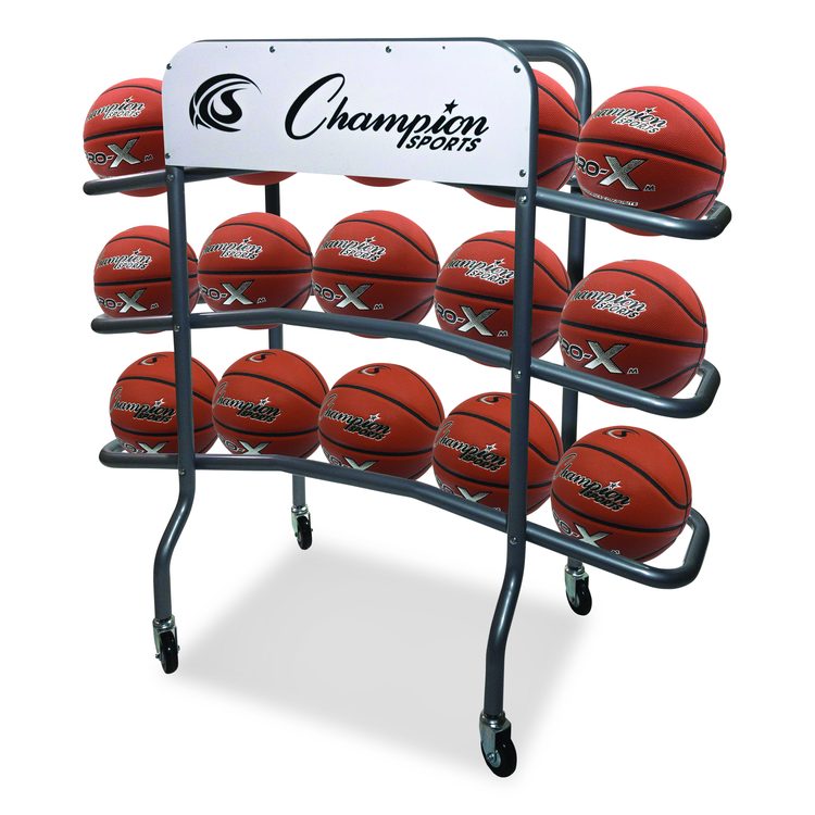 3-Tier Pro Basketball Rack, Metal, 220 lb Capacity, 8 x 60 x 48, Silver