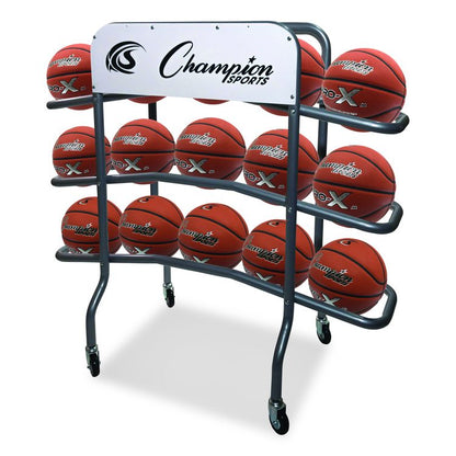 3-Tier Pro Basketball Rack, Metal, 220 lb Capacity, 8 x 60 x 48, Silver