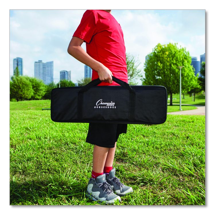 Deluxe Horseshoe Tournament Set, 4 Horseshoes/2 Stakes/Carry Bag/Rule Sheet