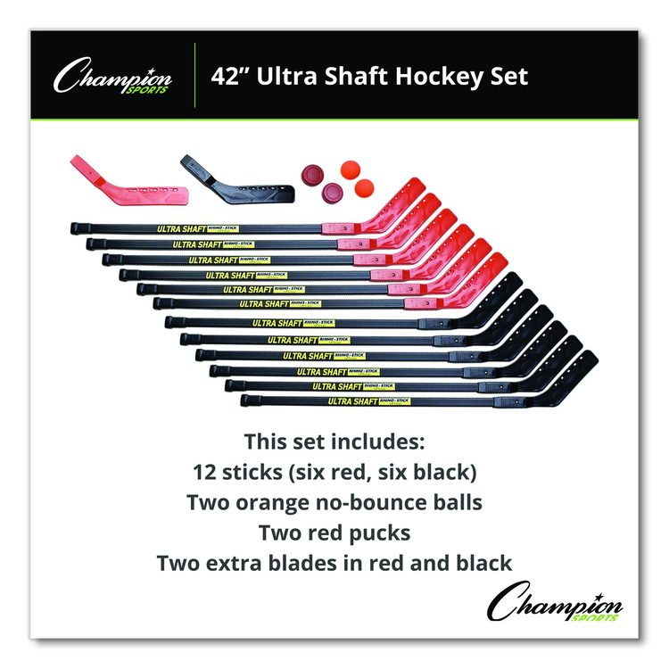 Ultra Shaft Hockey Set, Twelve 42" Hockey Sticks/Two Pucks/Two Balls/Two Extra Blades