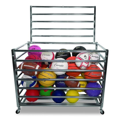 Heavy Duty Lockable Ball Locker, Metal, 132 lb Capacity, 24 x 42 x 30, High-Polish Black