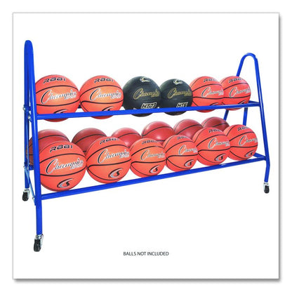 Heavy-Duty Deluxe Ball Cart, Metal, 132 lb Capacity, 17.5 x 59 x 35.75, Blue