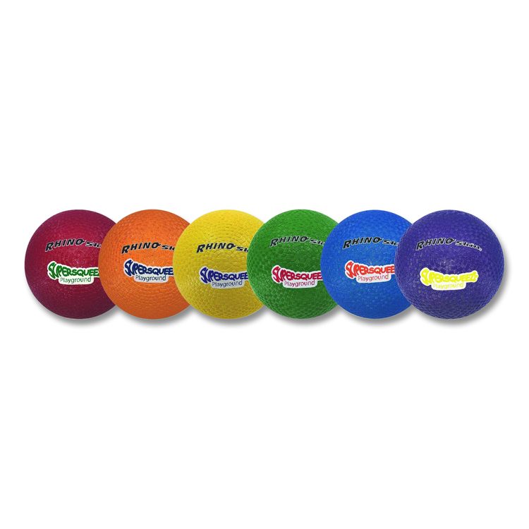 Rhino Skin Super Squeeze Playground Ball Set, 7.5" Diameter, Assorted Colors, 6/Set