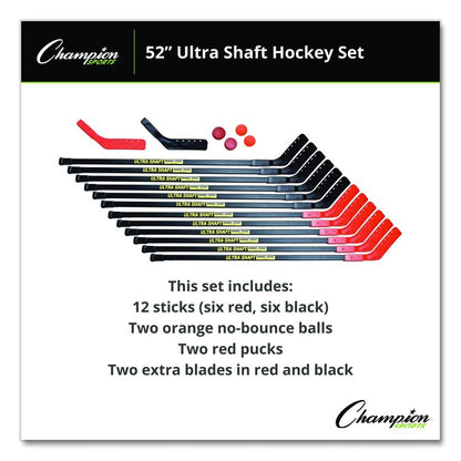 Ultra Shaft Hockey Set, Twelve 52" Hocket Sticks/Two Balls/Two Pucks/Two Extra Blades