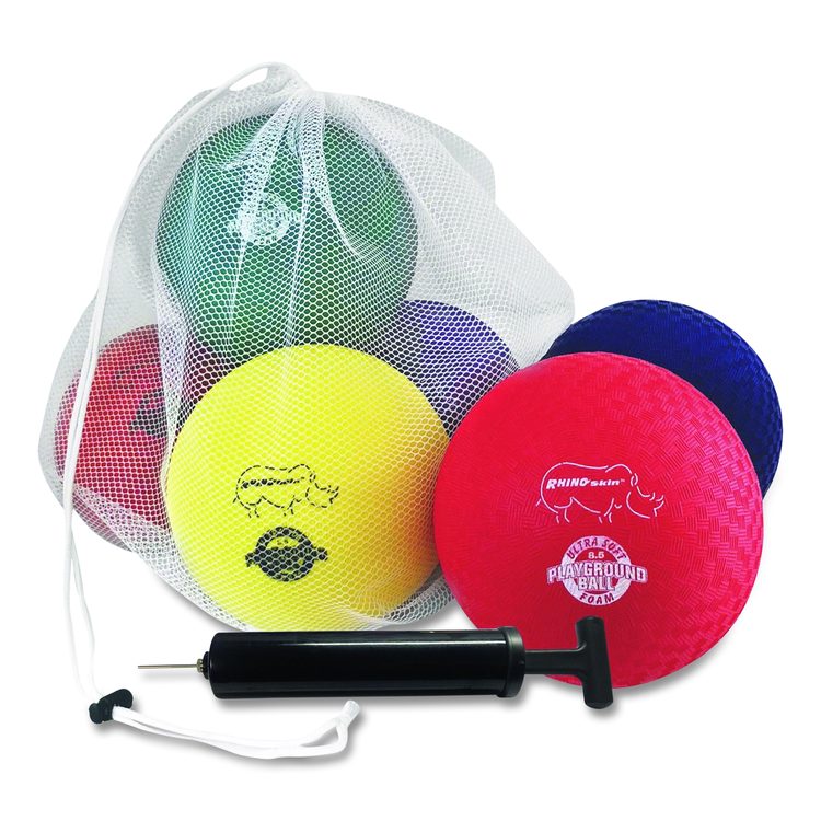 Rhino Soft Playground Ball Set, 8.5" Diameter, Assorted Colors, 6/Set