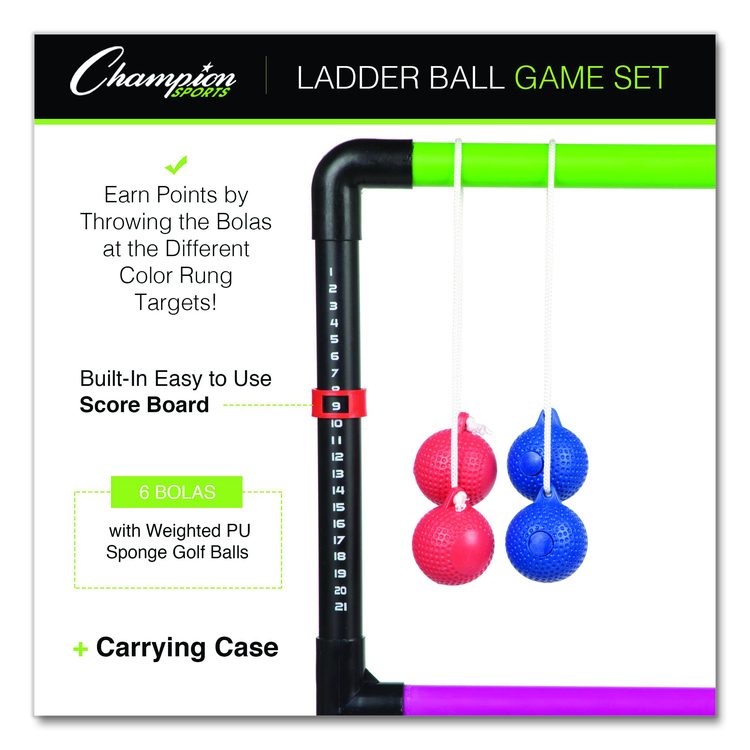 Ladder Ball Game Set, (2) 22" x 37.5" Ladders/(6) Bolas/Carry Bag