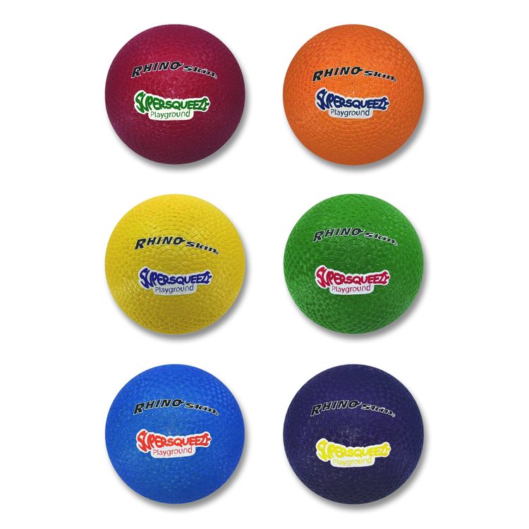 Rhino Skin Super Squeeze Playground Ball Set, 7.5" Diameter, Assorted Colors, 6/Set
