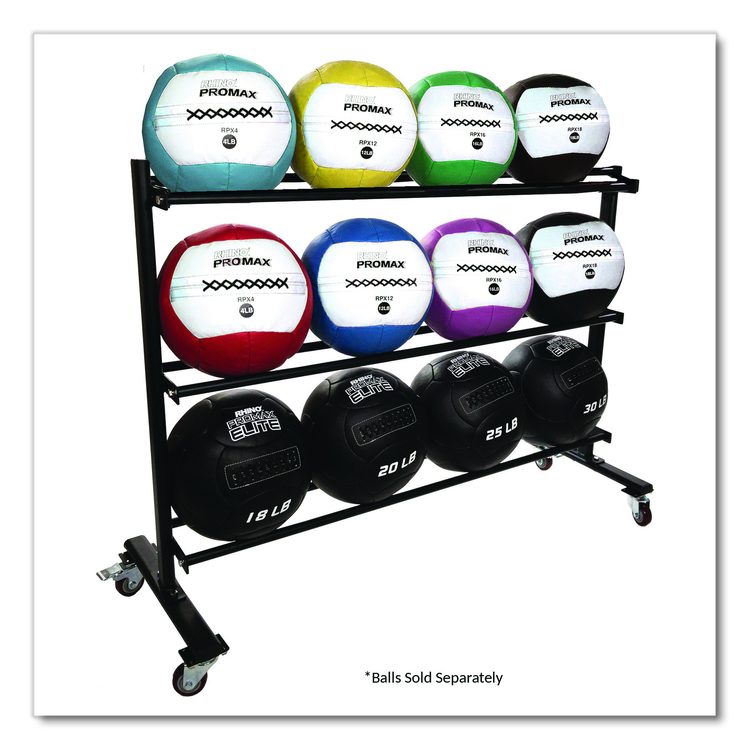 RPX Medicine Ball Rack, Metal, 220 lb Capacity, 18.5 x 62 x 45, Black
