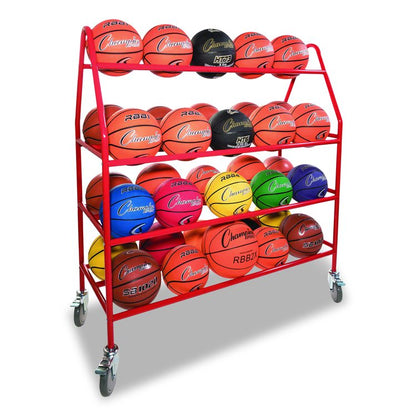 Deluxe Pro Ball Cart, Metal, 176 lb Capacity, 18.5 x 51 x 54, Red