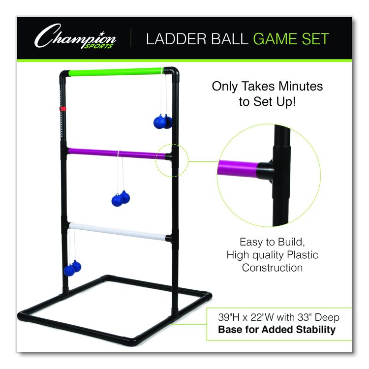 Ladder Ball Game Set, (2) 22" x 37.5" Ladders/(6) Bolas/Carry Bag