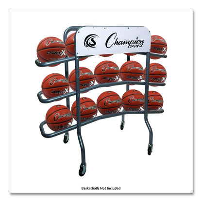 3-Tier Pro Basketball Rack, Metal, 220 lb Capacity, 8 x 60 x 48, Silver