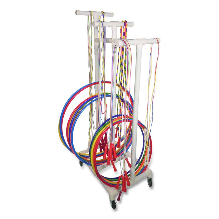 Jump Rope and Hoop Cart, Plastic, 19 x 28 x 69, White