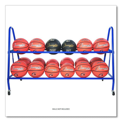 Heavy-Duty Deluxe Ball Cart, Metal, 132 lb Capacity, 17.5 x 59 x 35.75, Blue