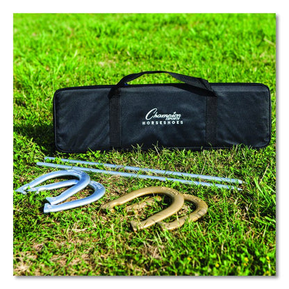 Deluxe Horseshoe Tournament Set, 4 Horseshoes/2 Stakes/Carry Bag/Rule Sheet
