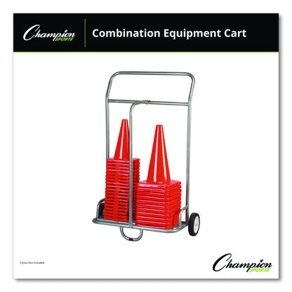 Combination Equipment Cart, Metal, 132 lb Capacity, 16 x 32 x 48, Silver