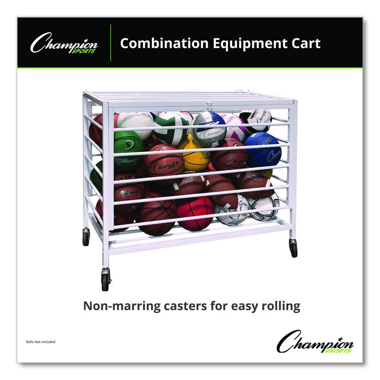Economy Locking Ball Carrier, Metal, 264 lb Capacity, 23" x 45" x 32", White